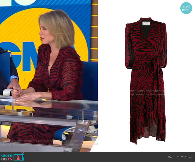 Ba&Sh Selena Wrap Midi Dress worn by Amy Robach on Good Morning America