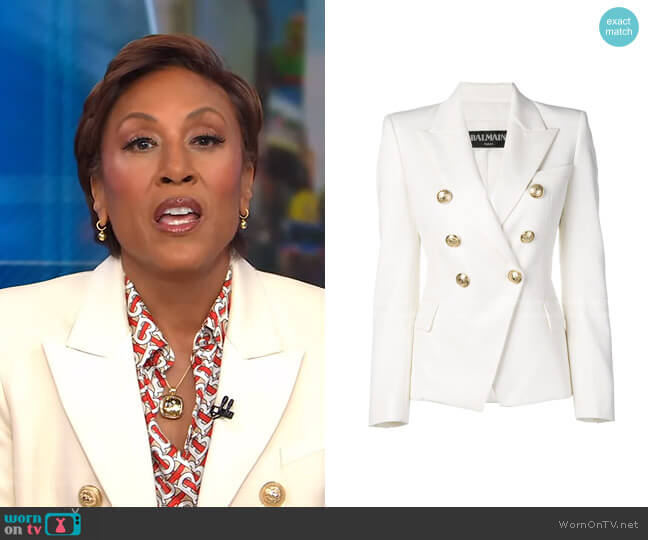 Balmain Double Breasted Jacket worn by Robin Roberts on Good Morning America