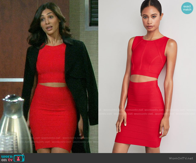 Bcbgmaxazria Fenella Top in Red Berry worn by Gabi Hernandez (Camila Banus) on Days of our Lives
