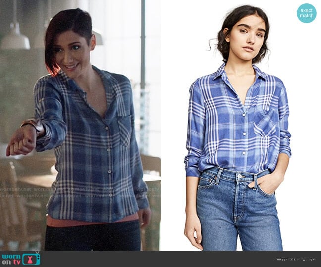 Bella Dahl Pocket Button Down in Crown Blue worn by Alex Danvers (Chyler Leigh) on Supergirl