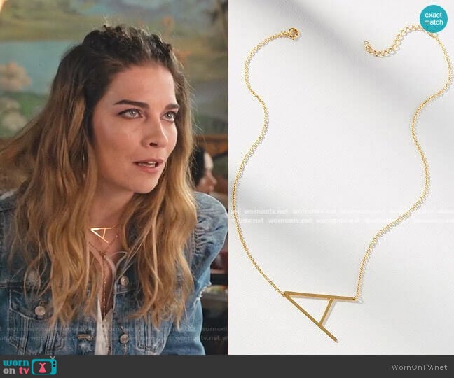 Anthropologie Block Letter Monogram Necklace worn by Alexis Rose (Annie Murphy) on Schitts Creek