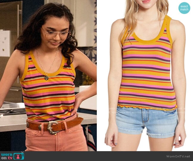 BP Double Strap Stripe Tank Top worn by Ashley Garcia (Paulina Chávez) on The Expanding Universe of Ashley Garcia