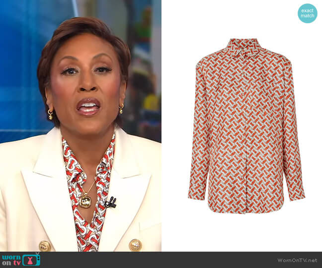 Burberry Monogram Print Shirt worn by Robin Roberts on Good Morning America