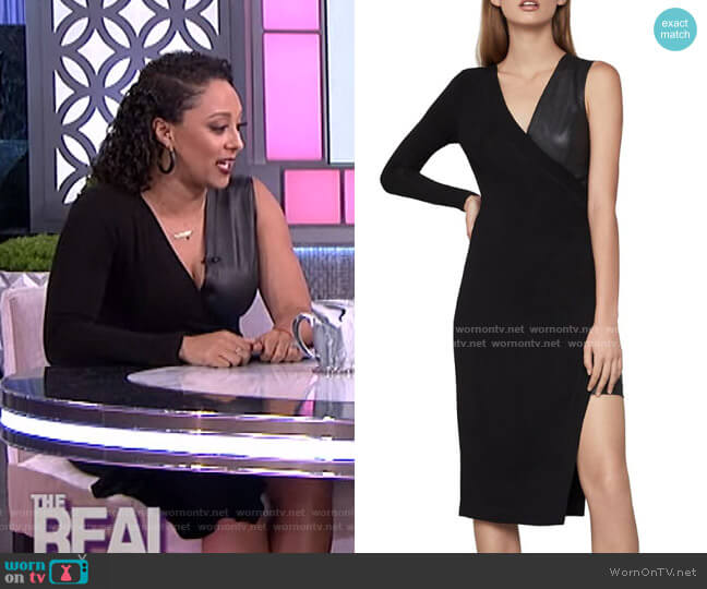 Bcbgmaxazria Single-Sleeve Asymmetric Dress worn by Tamera Mowry on The Real