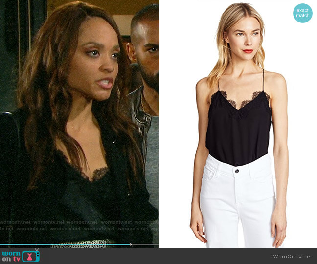 Cami NYC The Racer Top in Black worn by Lani Price (Sal Stowers) on Days of our Lives