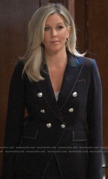 Carly’s navy blazer with silver buttons on General Hospital