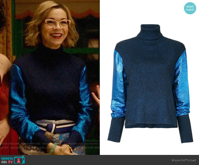 Metallic Knit Turtleneck Jumperby Cedric Charlier worn by Pepper Smith (Julia Chan) on Katy Keene
