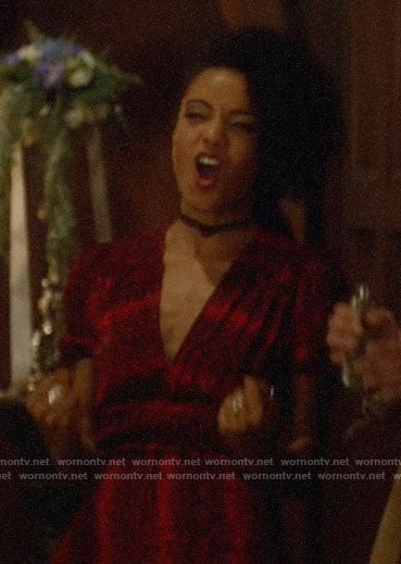 Charlie’s red snake print dress on Legends of Tomorrow