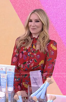 Chassie Post’s red floral tie neck jumpsuit on Today