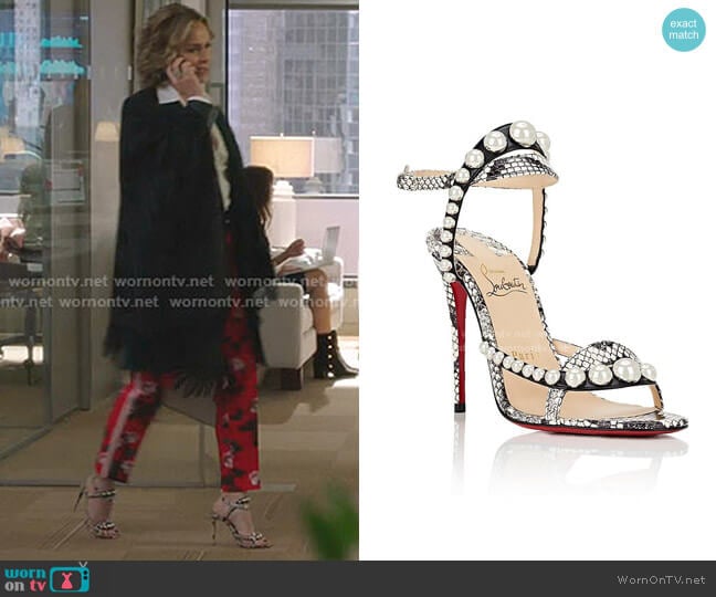 Christian Louboutin Galeria Ornament Genuine Snakeskin Sandal worn by Jacqueline (Melora Hardin) on The Bold Type