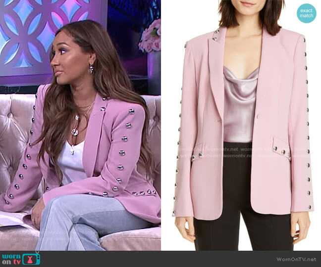 Cinq a Sept Dive Studded Blazer worn by Adrienne Houghton on The Real