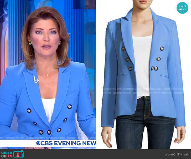 Veronica Beard Colson Peak-Lapel Blazer worn by Norah O'Donnell on CBS Evening News
