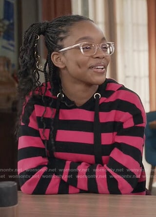 Diane’s black and pink striped hoodie on Black-ish