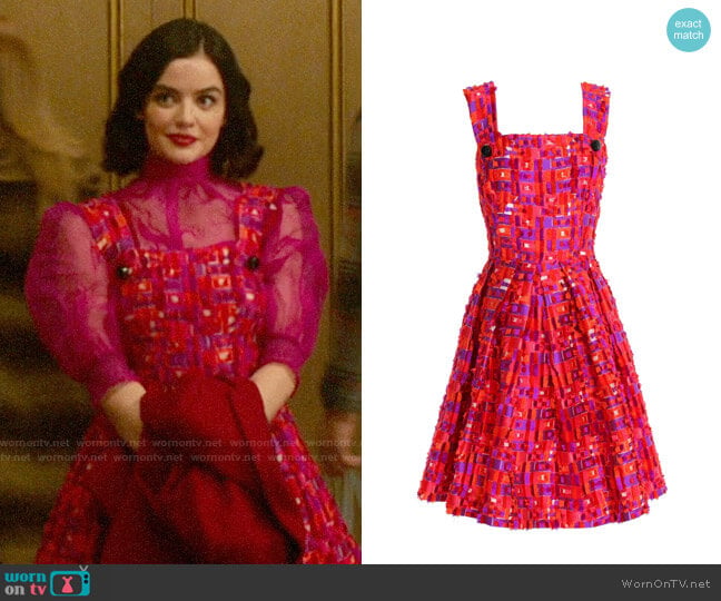Dolce & Gabbana Flared pleated fil coupé dress worn by Katy Keene (Lucy Hale) on Katy Keene