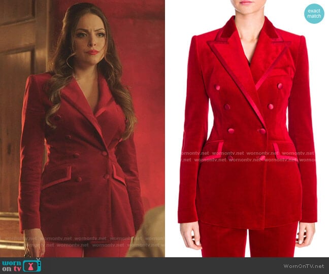 Dolce & Gabbana Velvet Double Breasted Blazer worn by Fallon Carrington (Elizabeth Gillies) on Dynasty
