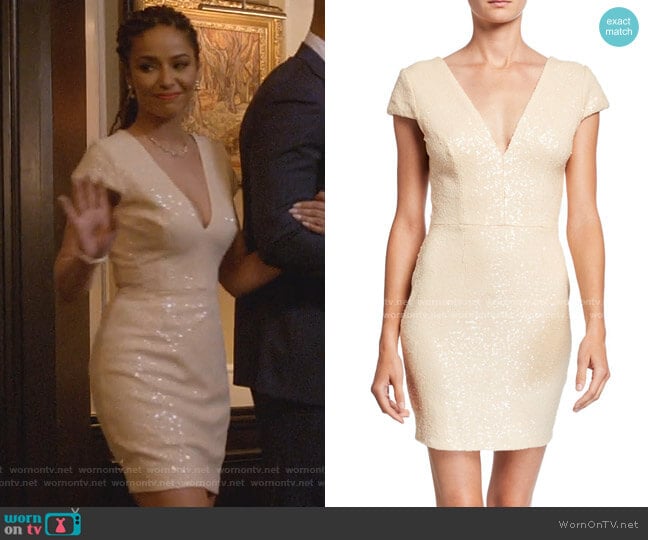 Dress The Population Zoe Sequin V-Neck Cap-Sleeve Sheath Dress worn by Teri Brooks-Lyon (Meta Golding) on Empire