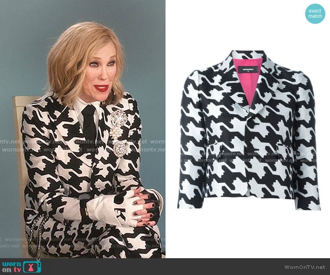 Dsquared2 Digital Houndstooth Jacket worn by Moira Rose (Catherine O'Hara) on Schitts Creek