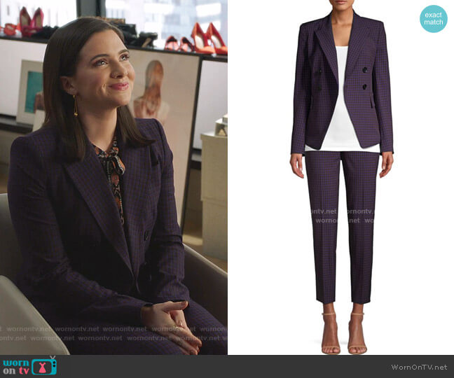 Elie Tahari Jezebel Double Breasted Check Jacket worn by Jane Sloan (Katie Stevens) on The Bold Type