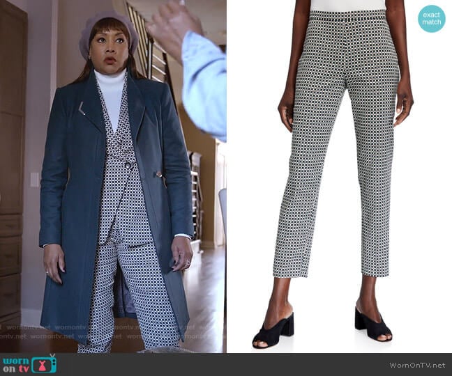 Elite Tahari Marcia Geometric Straight-Leg Ankle Pants