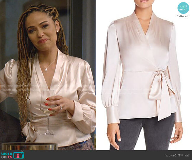 Elie Tahari Shay Silk Wrap Blouse worn by Teri Brooks-Lyon (Meta Golding) on Empire