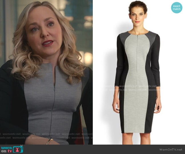 Escada Dolma Colorblock Scuba Dress worn by Marissa Morgan (Geneva Carr) on Bull
