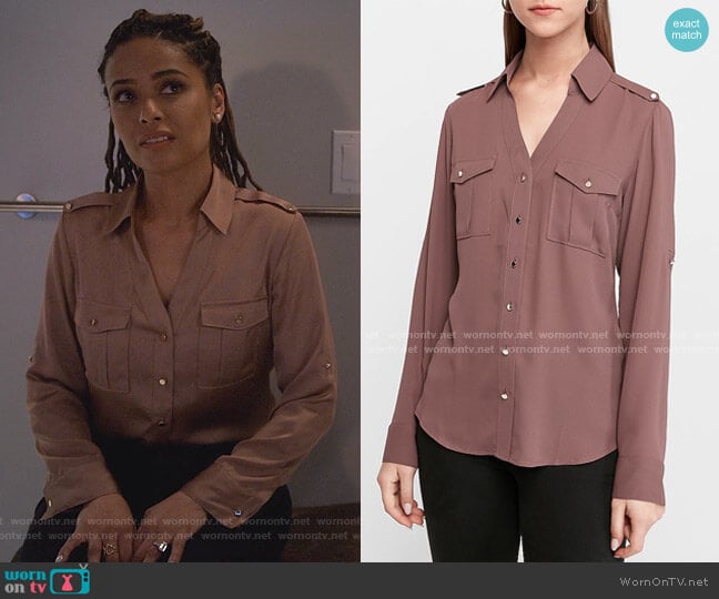 Express Original Fit Military Portofino Shirt worn by Teri Brooks-Lyon (Meta Golding) on Empire