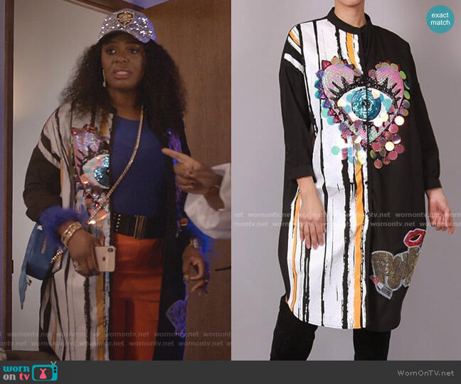 Akira Label Eye Heart You Sequin Shirt Dress worn by Porsha Taylor (Ta'Rhonda Jones) on Empire