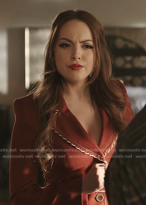 Fallon’s red rope tie waist blazer on Dynasty