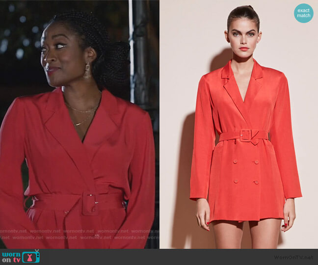 Fleur Du Mal Belted Blazer Dress worn by Rochelle Mosley (Kayla Smith) on All American