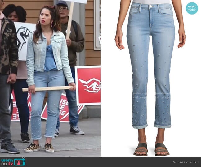 Frame Le High Pearl Straight-Leg Cropped Jeans worn by Cheyenne (Nichole Bloom) on Superstore