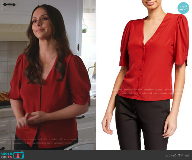 Frame Olivia Silk Top worn by Maddie Kendall (Jennifer Love Hewitt) on 9-1-1