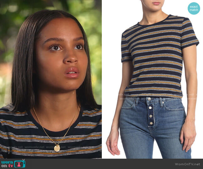 Frame True Stripe Knit T-Shirt worn by May Grant (Corinne Massiah) on 9-1-1