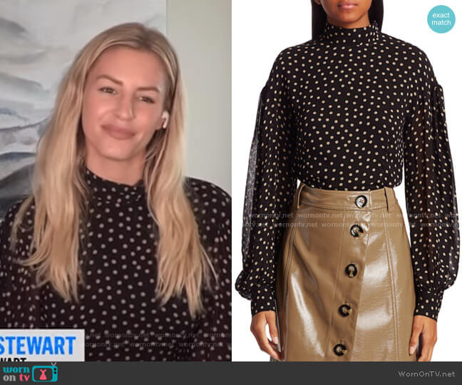 Ganni Polka Dot Crepe Blouse worn by Morgan Stewart on E! News