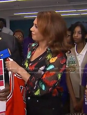 Ginger’s butterfly print sheer blouse on Good Morning America