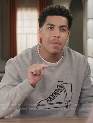 Junior’s gray sneaker sweatshirt on Black-ish