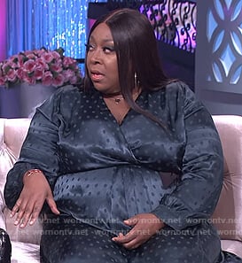 Loni’s green satin polka dot wrap dress on The Real