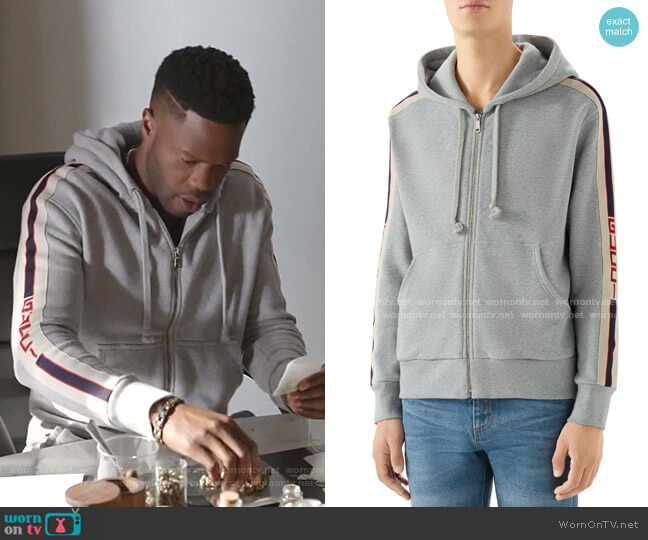 Gucci Logo Stripe Hoodie worn by Jeff Colby (Sam Adegoke) on Dynasty