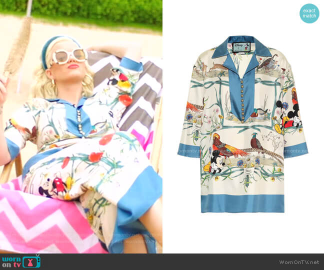 Gucci x Disney Silk-Twill Shirt worn by Katy Perry on American Idol