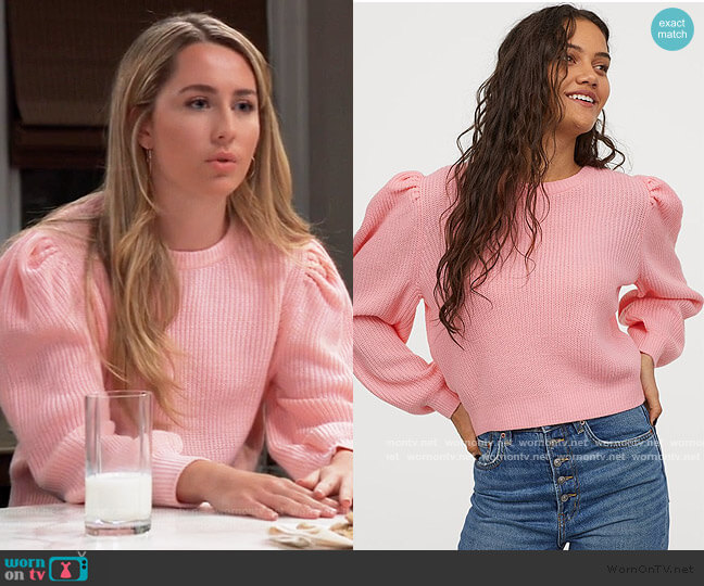 H&M Puff-sleeved Sweater worn by Josslyn Jacks (Eden McCoy) on General Hospital