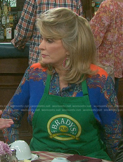 Hattie’s blue paisley print blouse on Days of our Lives