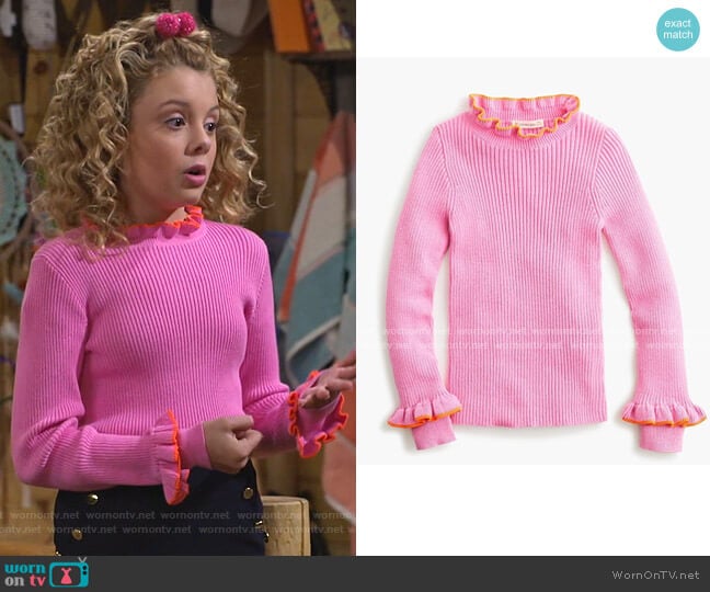 J. Crew Girls' Ribbed Turtleneck Sweater worn by Destiny Baker (Mallory James Mahoney) on Bunkd