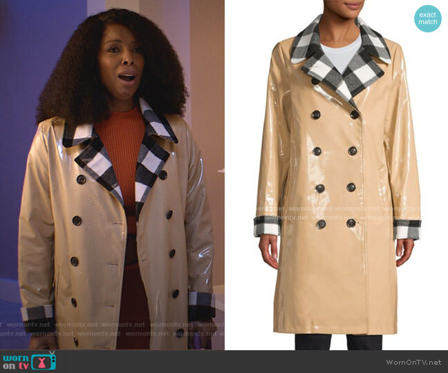 Jane Post Buffalo Check High-Shine Rain Slicker