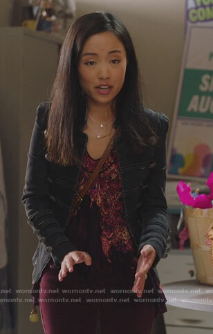 Janet’s black military jacket on Kims Convenience