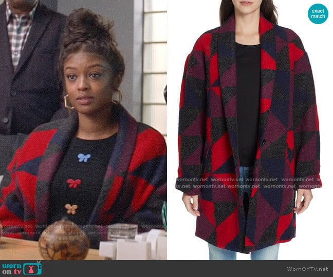 Joie Halona Blanket Coat worn by Ali Finer (Javicia Leslie) on God Friended Me