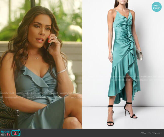 Jonathan Simkhai Fitted Ruffle Dress worn by Cristal Jennings (Daniella Alonso) on Dynasty