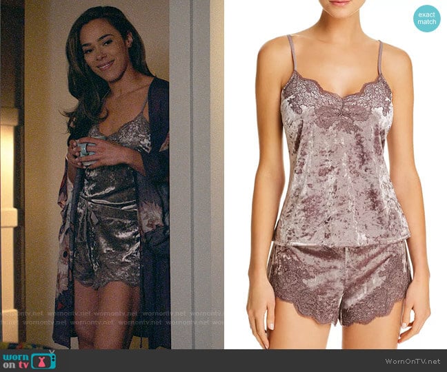 Josie Velvet Dream Cami in Mocha worn by Emily Lopez (Jessica Camacho) on All Rise