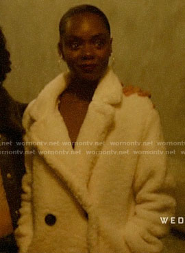 Josie’s white teddy double breasted coat on Katy Keene