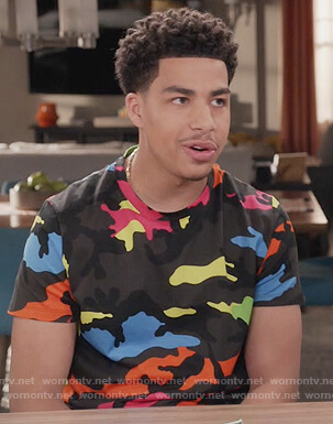 Junior’s multi colored camo tee on Black-ish