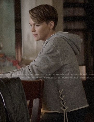 Kate’s grey hoodie with lace-up sides on Batwoman
