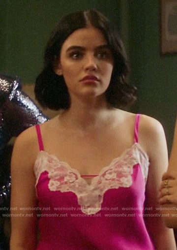 Katy’s pink lace trim cami on Katy Keene